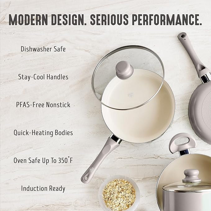 GreenLife 16-Piece Nonstick Cookware Set, Non-Toxic Ceramic Pots and Pans Set - Image 7