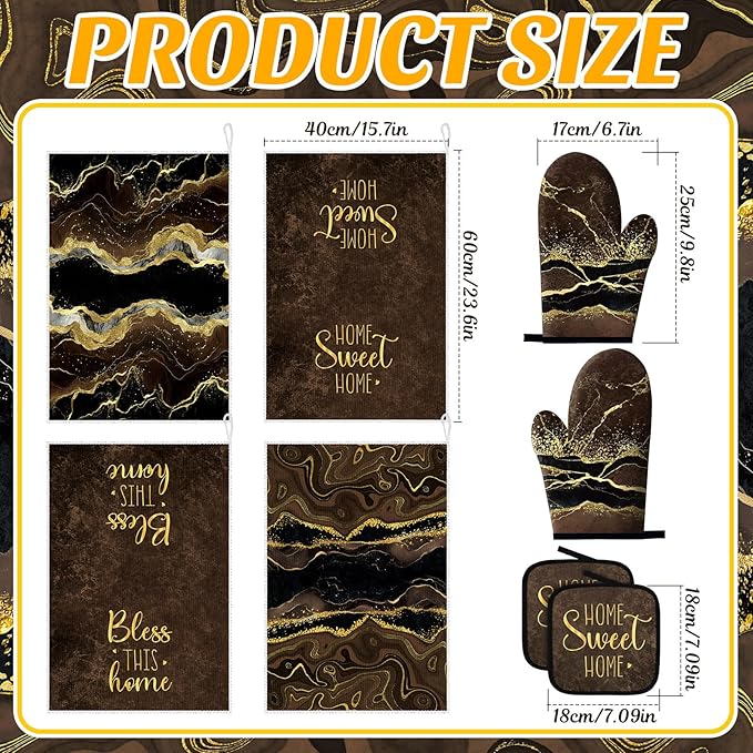Leinuosen 8 Pcs Kitchen Towels and Dishcloths Sets Oven Mitts and Pot Holders - Image 3