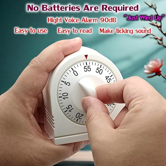 60 Minute Wind Up Timer, Visual Mechanical Timer - Image 4