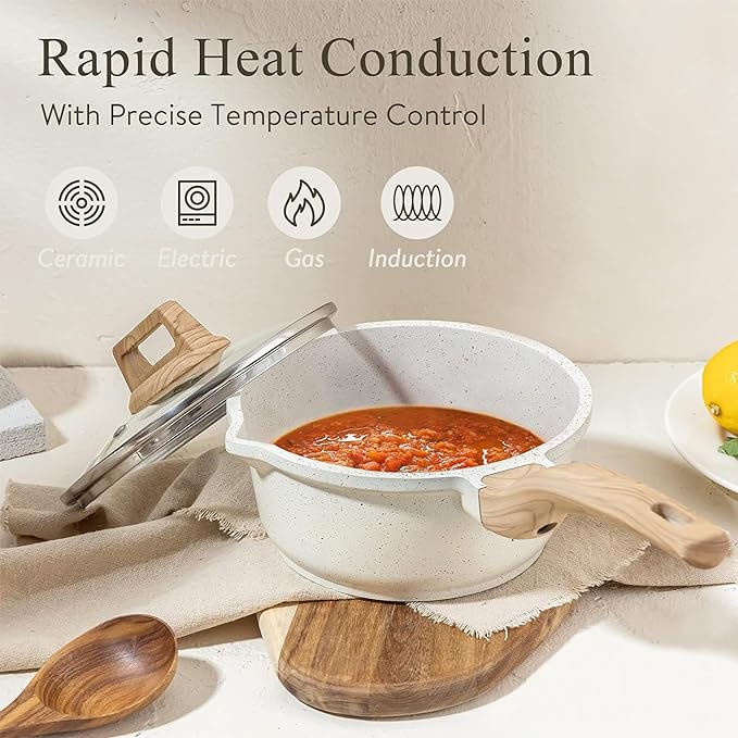 CAROTE 1.5Qt & 3.0Qt Sauce Pan Sets - Image 4