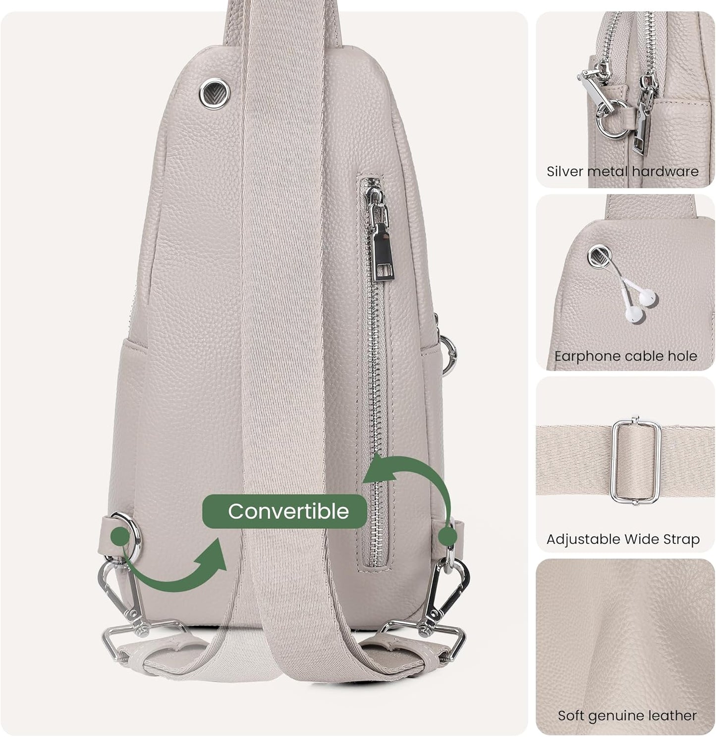 befen Genuine Leather Small Sling Bag for Women Anti-Theft Crossbody Chest Bags Fanny Packs for Travel with RFID Card Slots