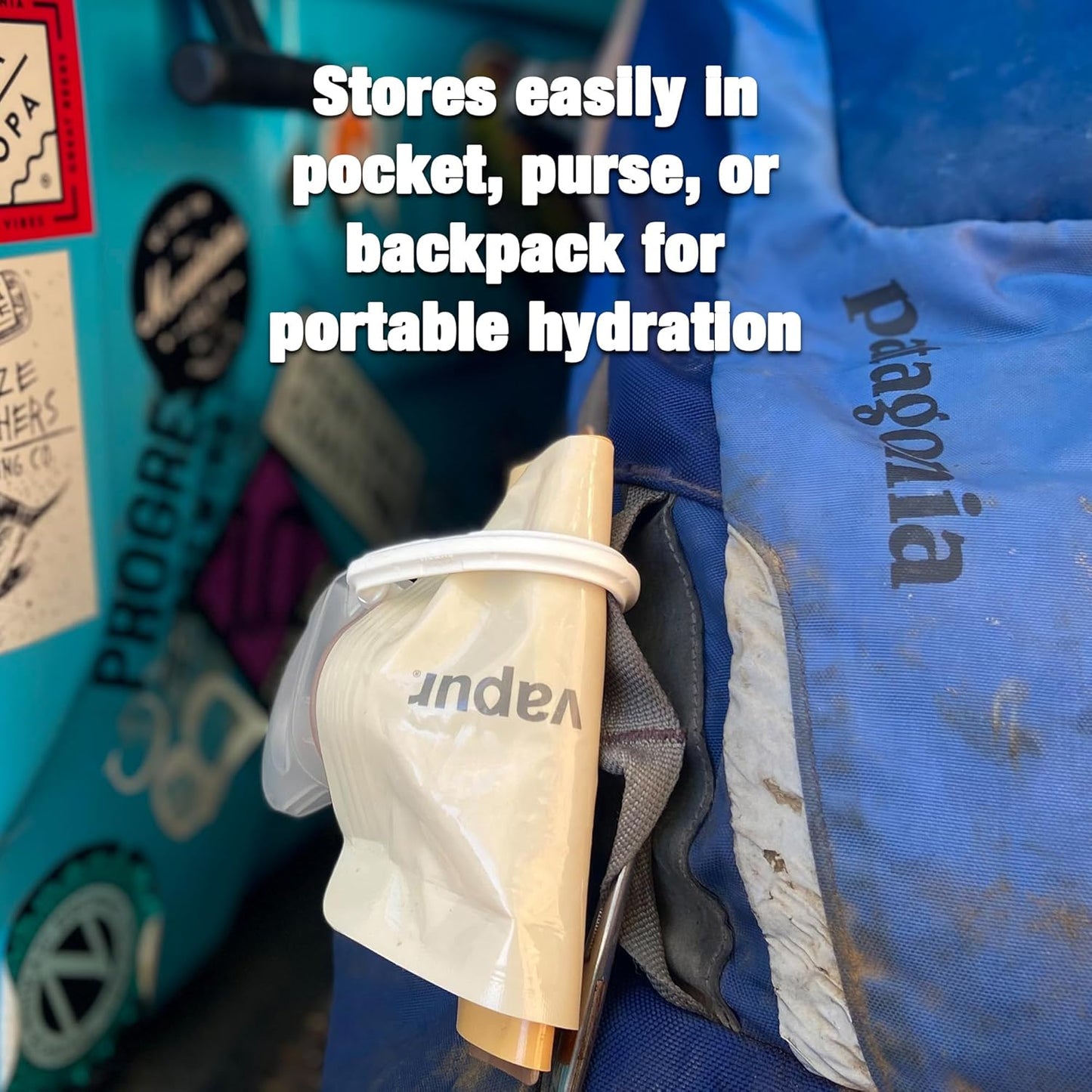 Vapur Collapsible Water Bottle With Carabiner, Compact Bottle Folds Flat For Hydration On The Go, Ideal for Traveling, Hiking or Camping, 23 Ounce, Blackout, Pack of 1