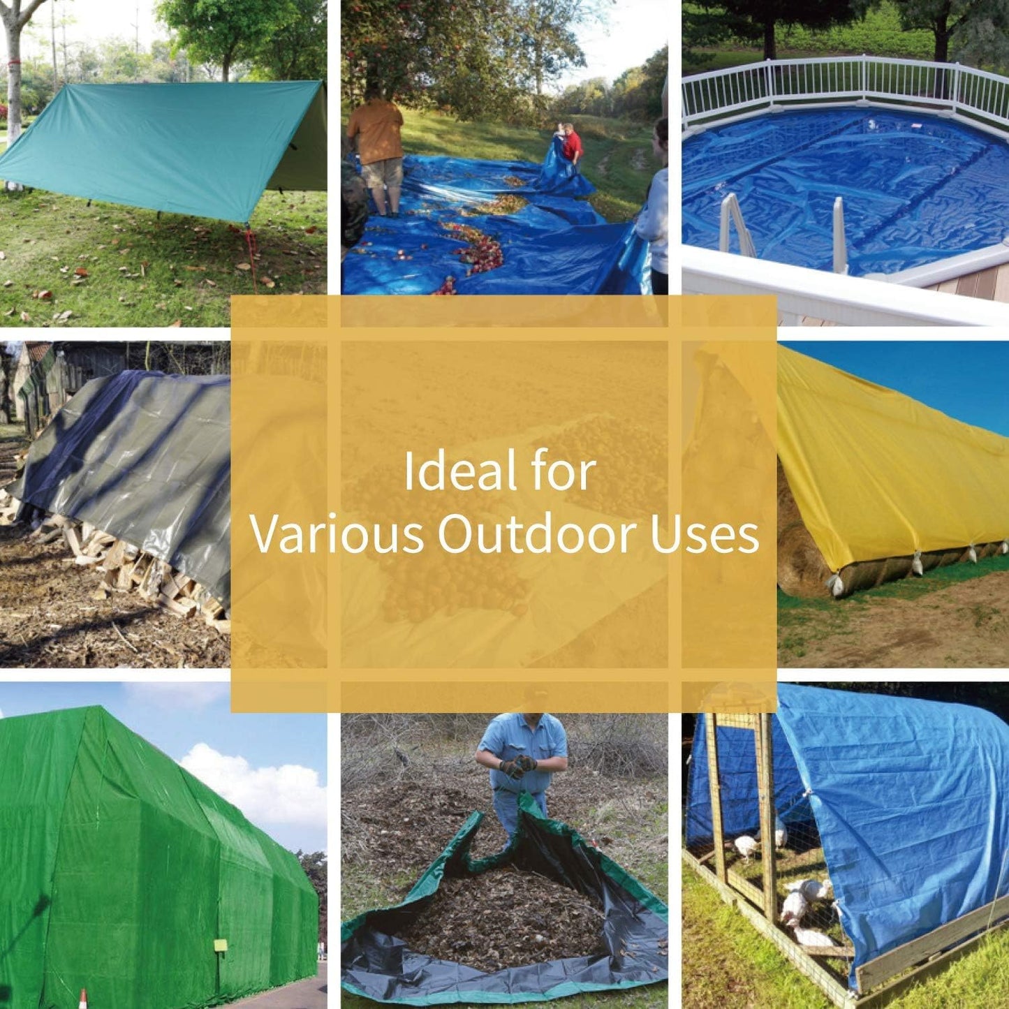 GUARD SHIELD Tarp Green 6x6 Feet Multi Purpose Waterproof Poly Tarp Cover 5mil