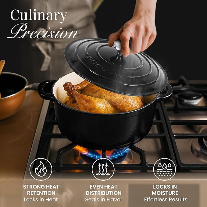 Cast Iron Dutch Oven with Lid – Non-Stick Ovenproof Enamelled Casserole Pot – - Image 6