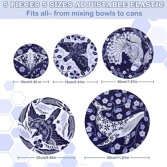 5-Size Reusable Beeswax Bowl Covers - Image 2