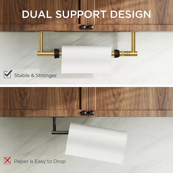 FORIOUS Paper Towel Holder Under Cabinet, One Hand Operable - Image 7