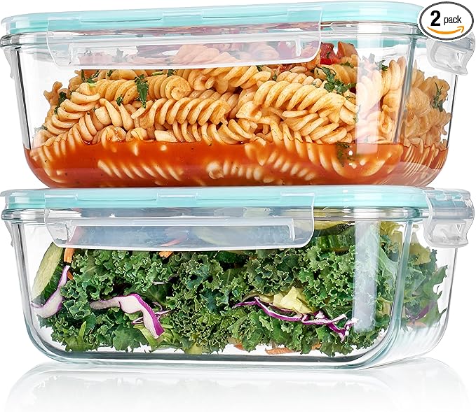 Vtopmart 2Pack 1860ml/63oz Large Glass Containers Food Storage by Vtopmart