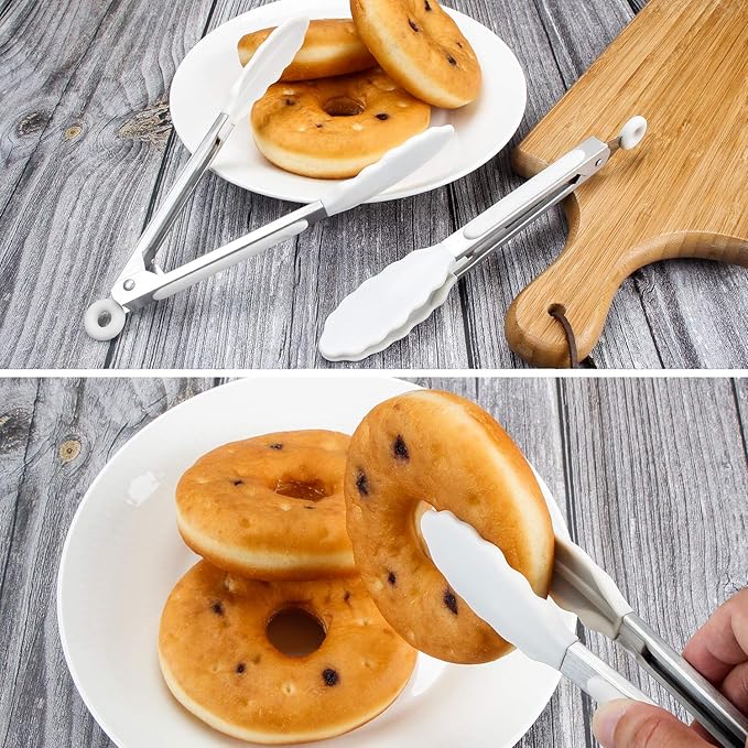7 inch Cooking Tongs, MSY BIGSUNNY Set of 3 Mini Kitchen Tongs Silicone Serving - Image 3