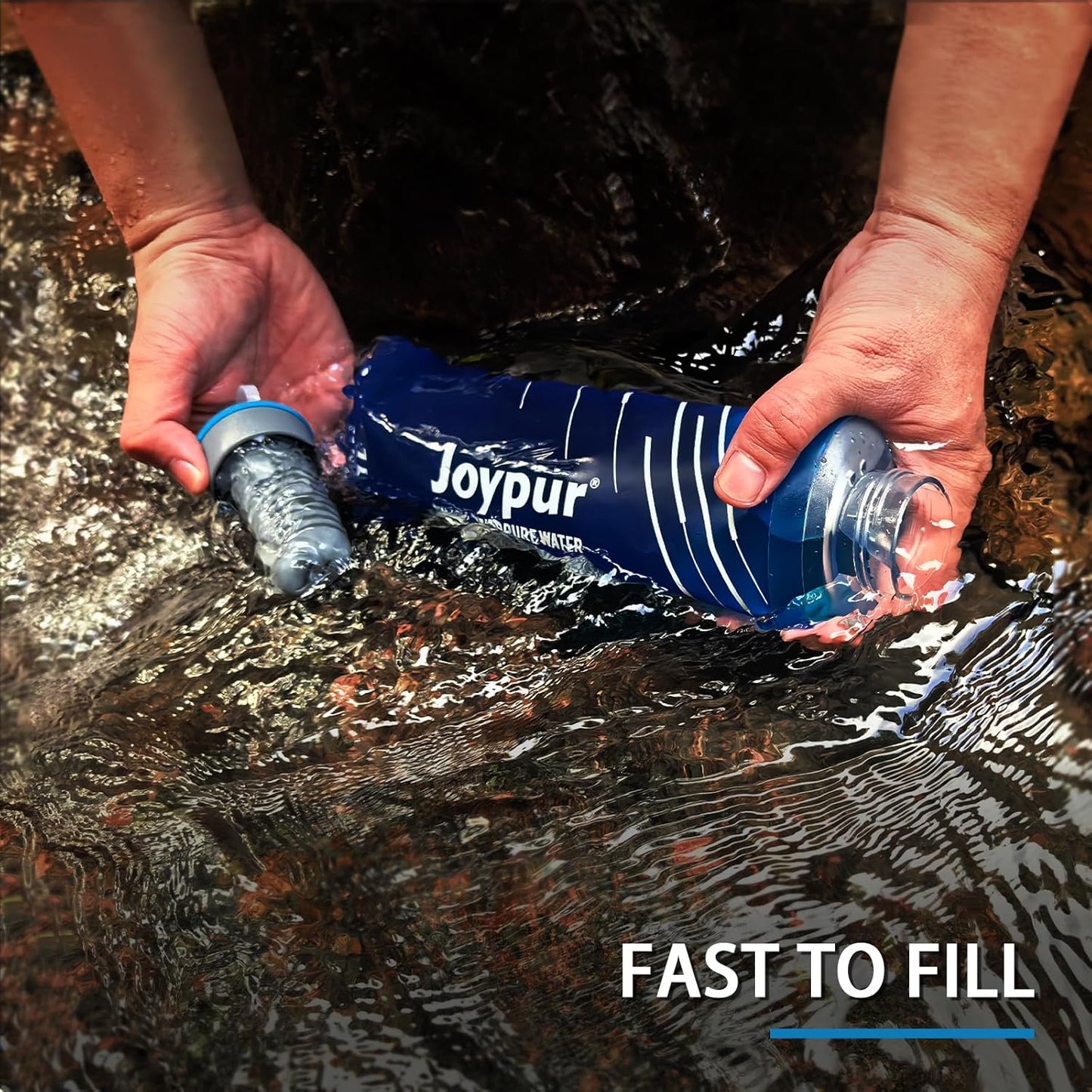 Collapsible Squeeze Water Filter Bottle - 1000ml with Filter with NSF/FDA Certification Befree or Peak Series replacement for Hiking,Running,Camping,Travel,Cycling,and Fishing; BPA-Free(Blue)
