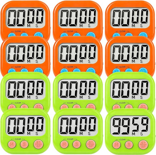 12 Pack Digital Kitchen Timer Small Classroom Timers by VOULOIR