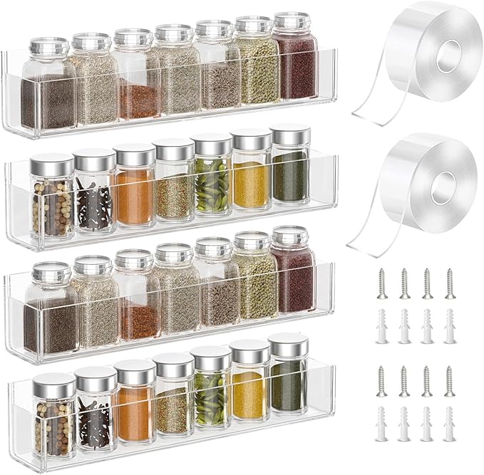 PMMASTO Adhesive Acrylic Spice Rack Organizer - Image 7