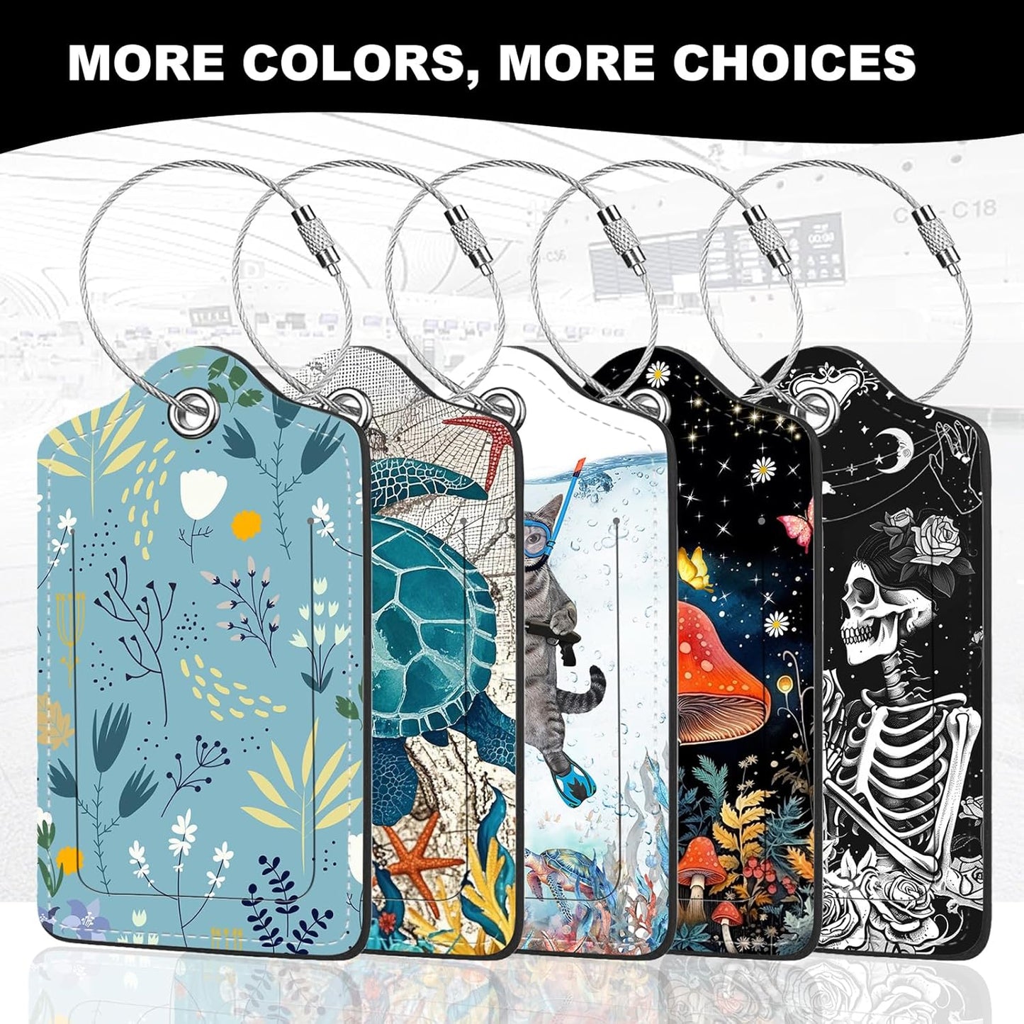 2Pack Luggage Tags for Suitcases, Cute Unique Pu Leather Cruise Luggage Tag with Privacy Cover ID Label Address Card and Metal Ring Suitable for Women Men Kids Travel Bag,Medical Instrument Pattern