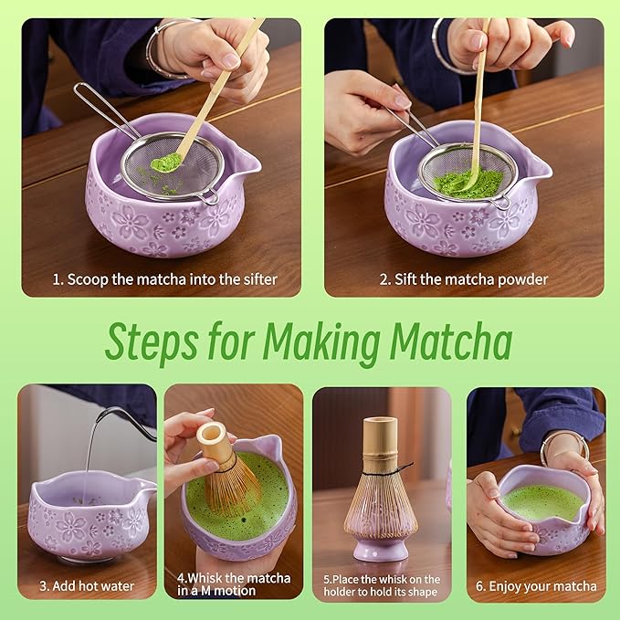 TEANAGOO 7-PCS Purple Matcha Whisk Set - Image 5