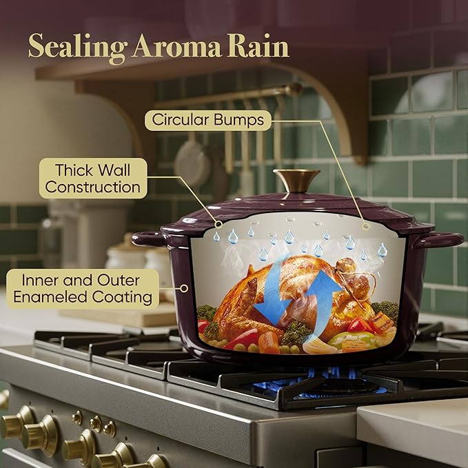6 Quart Dutch Oven Pot with Lid, Non Stick Enameled Cast Iron Dutch Oven - Image 7