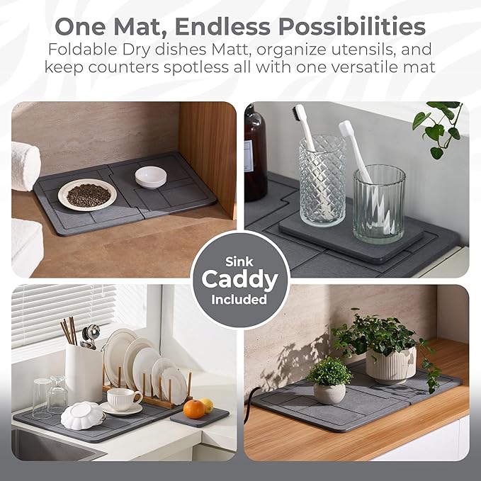 Large Stone Drying Mat for Kitchen Counter, Quick Dry Stone Dishes Mats - Image 5