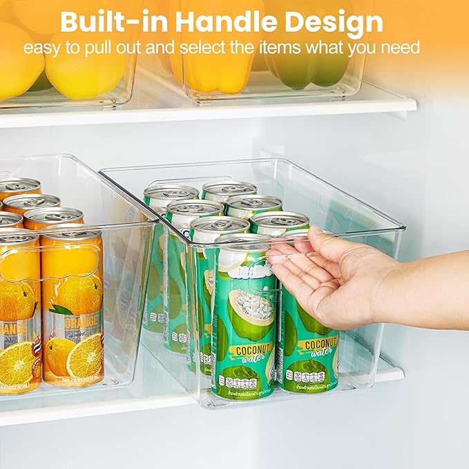 YIHONG Clear Plastic Storage Organizer Bins, 4 Pack Pantry Food Storage Bins - Image 5