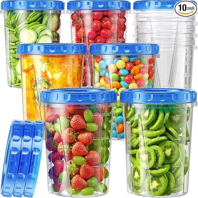 Canfanni 10 Pack-33oz Freezer Storage Containers Set, Plastic Food Storage by Canfanni