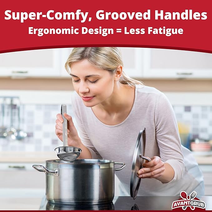 Super Sturdy, Ergonomic 4 Oz. Soup Ladle 1 Pk. Stainless Steel Ladles - Image 5