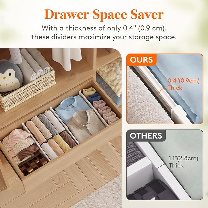 Lifewit 4" Tall 12 Pack Drawer Dividers, 27-42cm/10.5-16.5" Expandable Drawer - Image 6