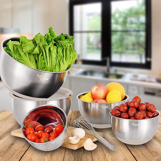 Wildone Mixing Bowls with Airtight Lids Set, with Grater Attachments & Non-Slip - Image 6