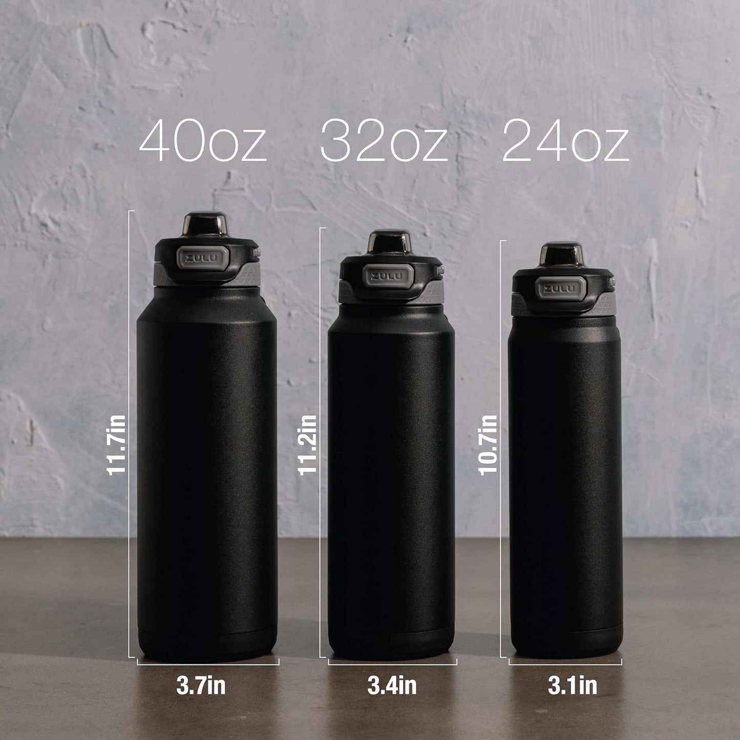ZULU Powerfill Pro 24oz Stainless Steel Water Bottle with Quick Fill Lid, Triple Walled Vacuum Insulated Metal, Leak Proof Locking Lid, Sip and Chug, Reusable BPA Free, High Tide