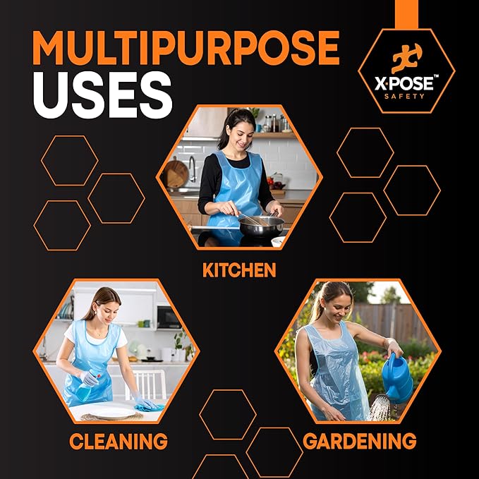 Xpose Safety 100 Blue Plastic Disposable Aprons - Image 2