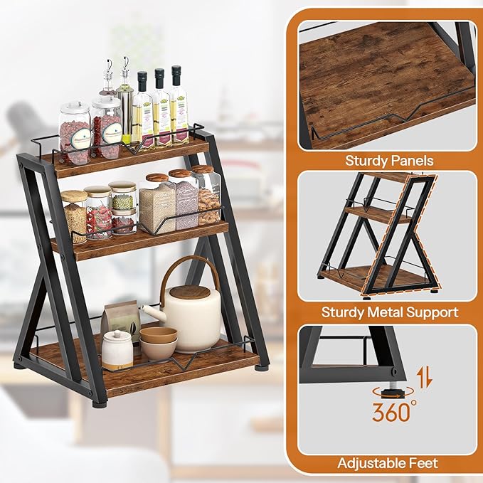 HOOBRO 3-Tier Kitchen Spice Rack, Kitchen Countertop Shelf, Desk Shelf Organizer - Image 9