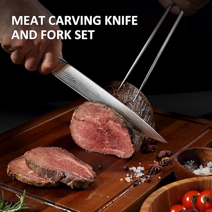 YOTSUBA Japanese Carving Knife and Fork Set, Razor-Sharp German Stainless Steel - Image 5
