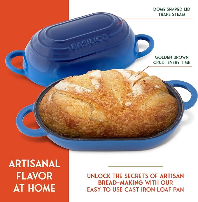 Enameled Cast Iron Bread Oven 2 Qt, Non-Stick Single Loaf Cast Iron Bread Pan - Image 3