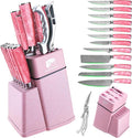 FULLHI 14pcs Block Knife Set, Chef's Knife Steak Knives Set by ExpertForPortableAndButcherKnifeSet