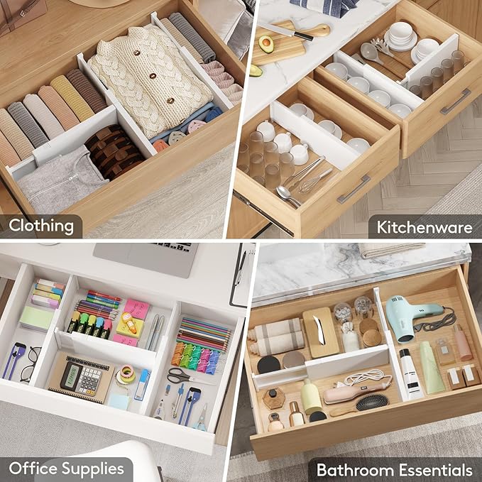 Lifewit 8 Pack 6" High Drawer Dividers 34-56cm/13.5-22" Adjustable Drawer - Image 8