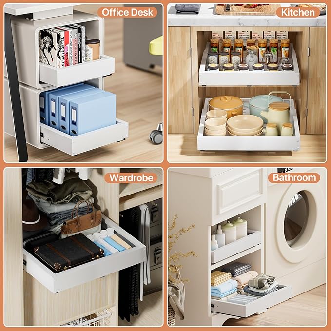 2 Pack Pull out Cabinet Organizer, Width Depth, - Image 4