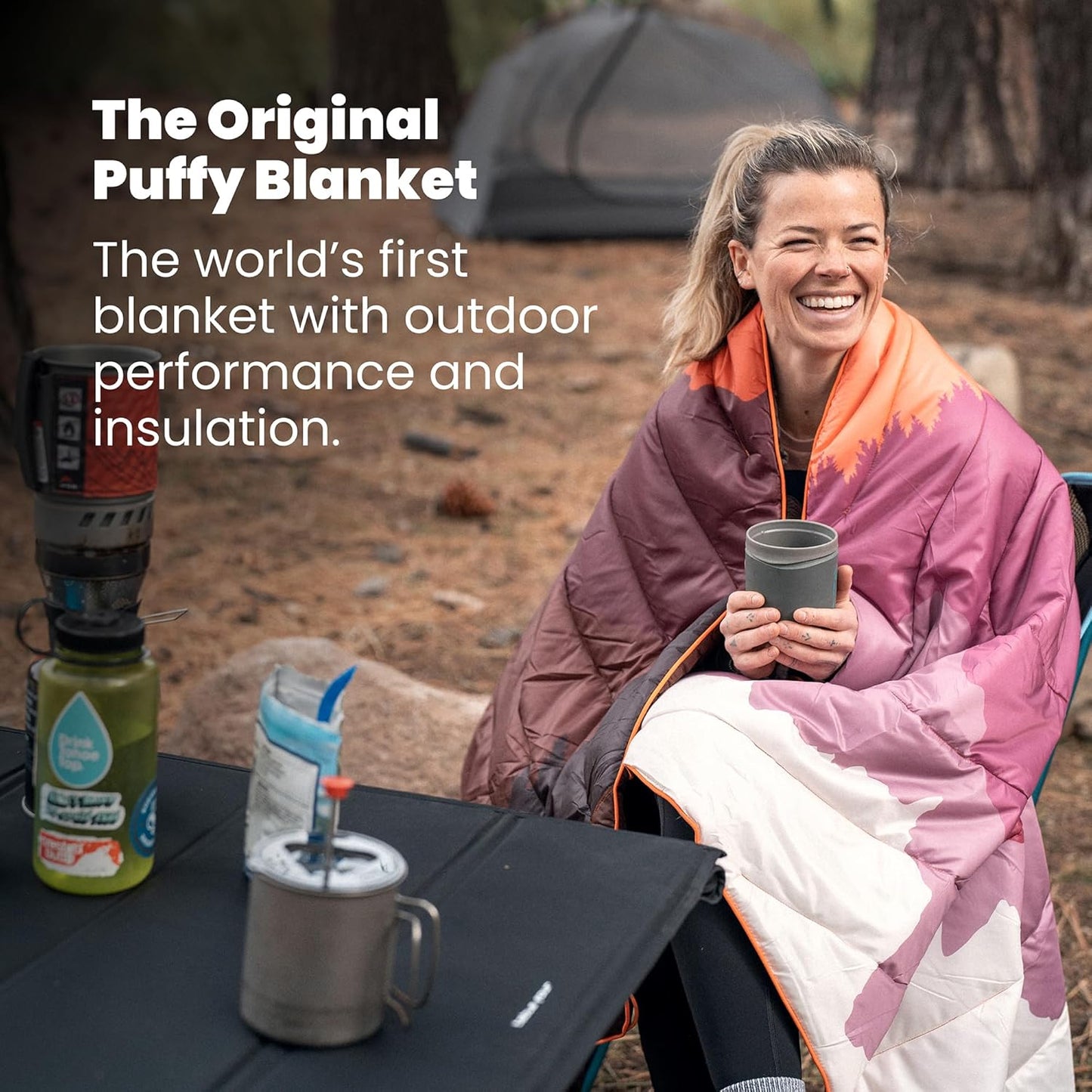 Rumpl Original Puffy Blanket - Warm, Water-Resistant Camping Blanket with 100% Recycled Synthetic Insulation, 52"x75", Original Puffy V2, Teton Dusk