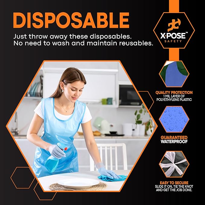 Xpose Safety 2000 Blue Plastic Disposable Aprons - Image 4