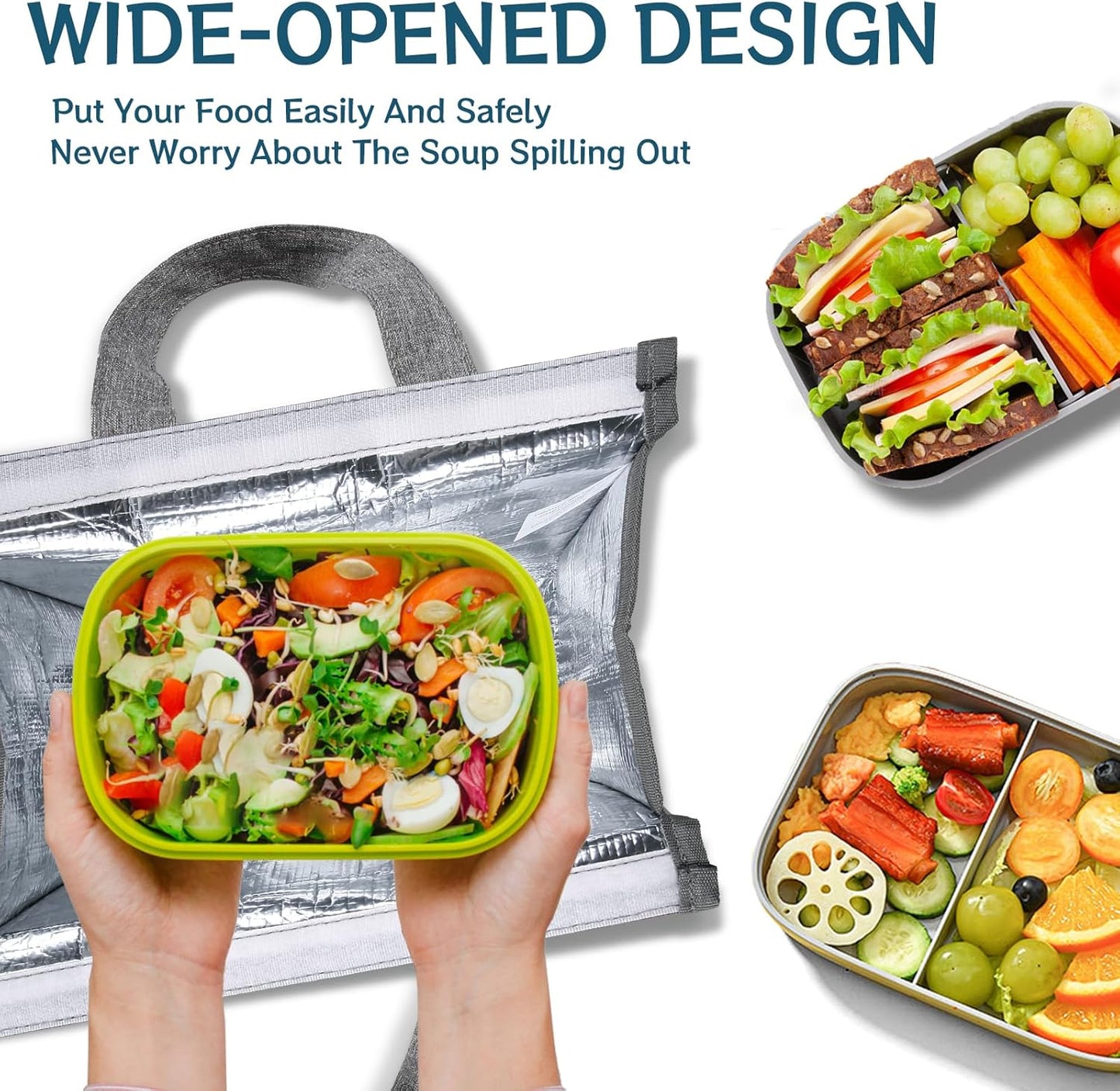Della Gao Insulated Lunch Bag for Women Men, Waterproof Small Lunch Tote Lunch Box, Reusable Lunch Bags for Work, Party, Travel and Picnic (Gray)