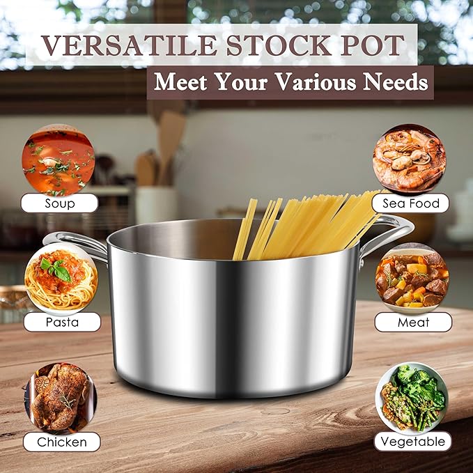 Herogo 7.3 Quart Stock Pot, 18/10 Stainless Steel Cooking Pot - Image 6