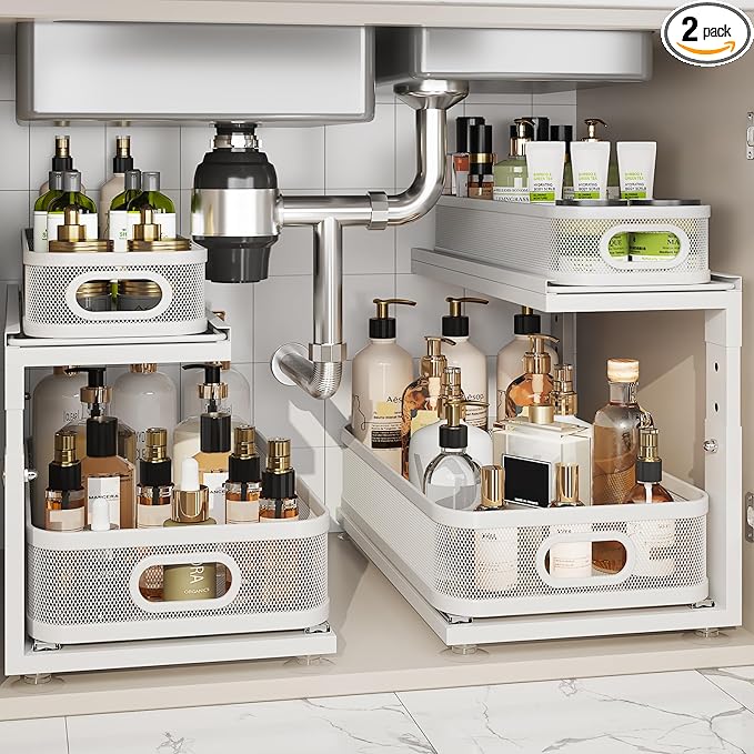 2 Pack 18.5IN-Depth Under Sink Organizer by Corbyles