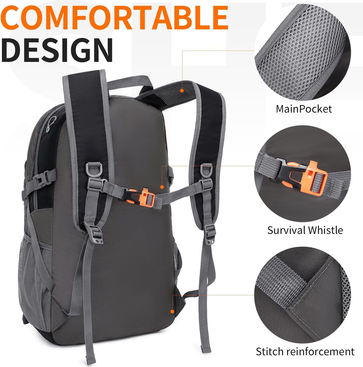 40L Hiking Backpack Lightweight Daypack Waterproof Travel Camping Backpack for Men Women Sport Packable