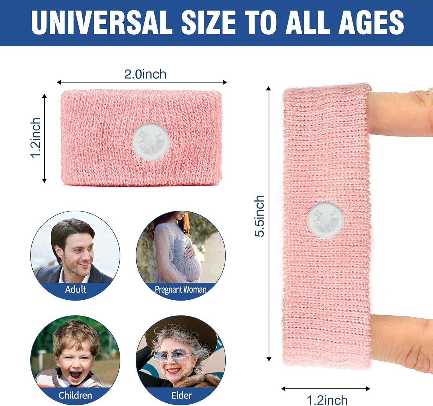 Motion Sickness Bands Anti Nausea Wristband for Adult and Kids Morning Sickness Relief for Pregnant Women Acupressure Nausea Relief for Car, Sea, Air Sickness - 1 Pair Pink
