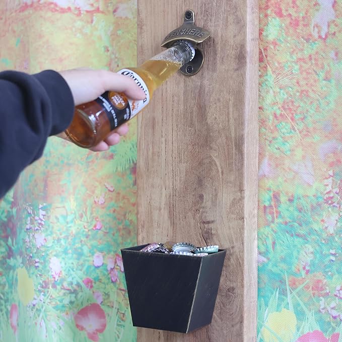 Rustic Wall Mount Bottle Opener Antique Copper, Old Fashion Post Mounted Beer - Image 3
