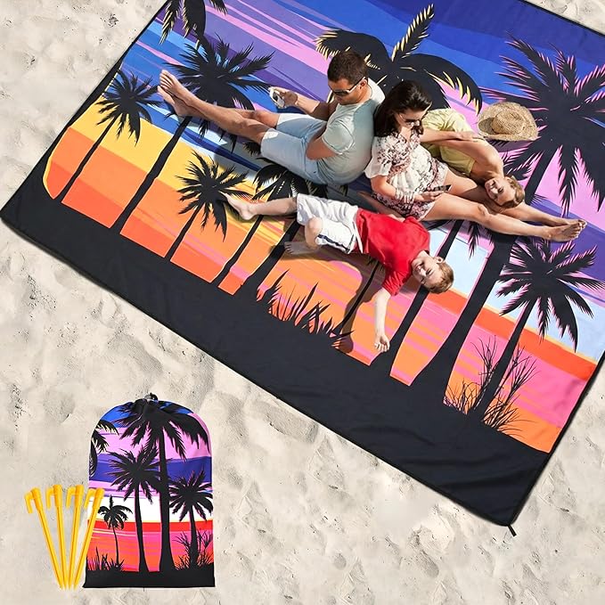HIHOHO Beach Blanket Waterproof Sandproof Extra Large Beach Mat 79" X - Image 6