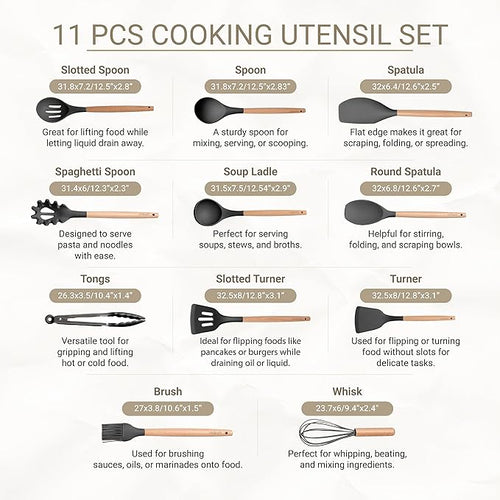 11-Piece Silicone Kitchen Utensils Set - Image 2