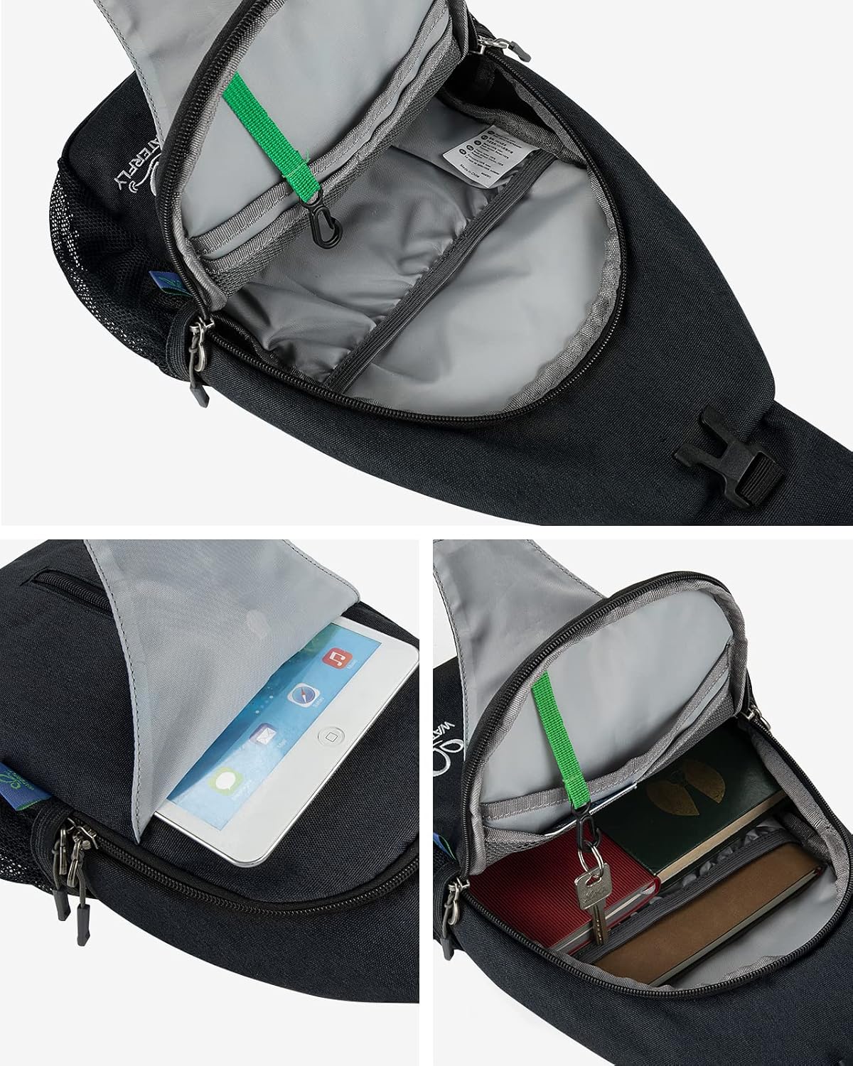 WATERFLY Small Hiking Sling Bag: Crossbody Sling Backpack Chest Bag Daypack for Men Women with Skin-Friendly Shoulder Strap