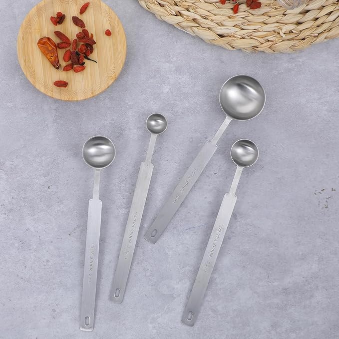 4 Pcs Long Handle Measuring Spoons Set Stainless Steel Measuring Spoon Set - Image 7