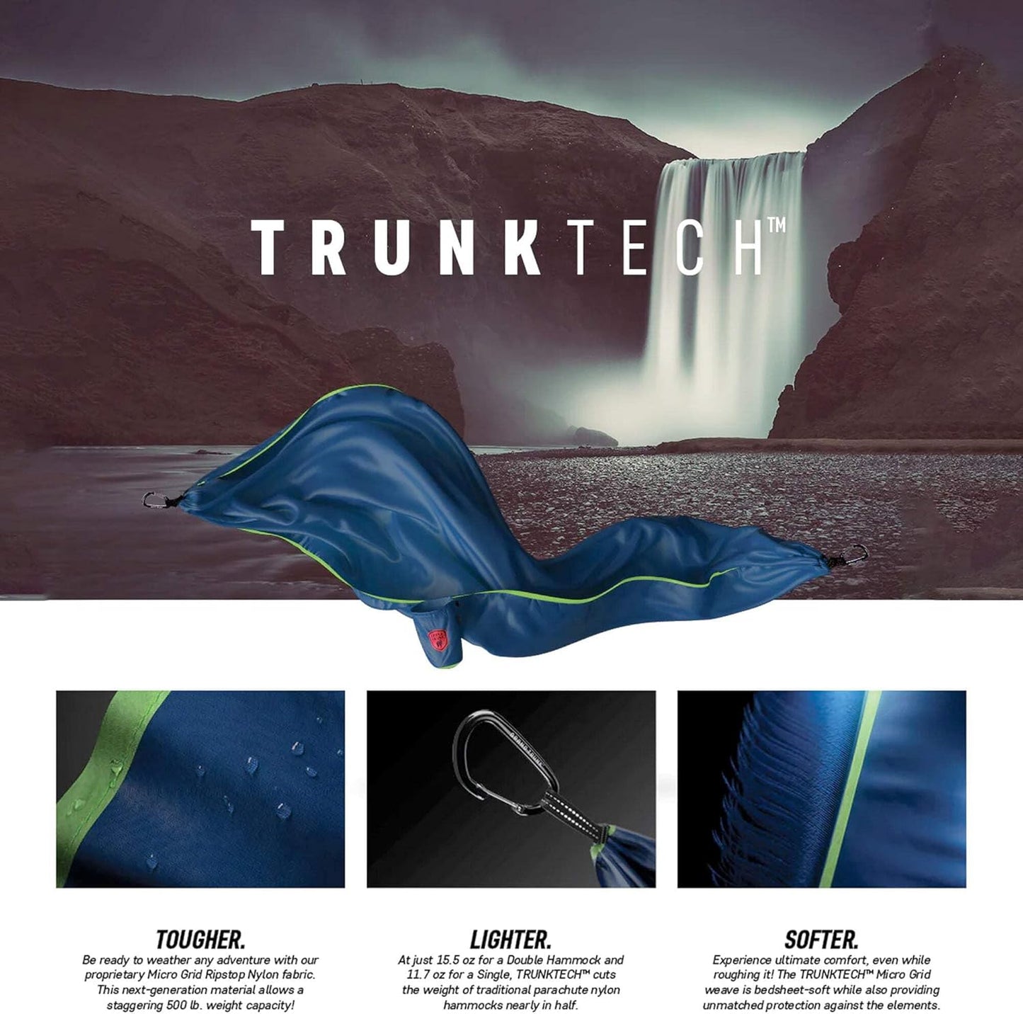 Grand Trunk TrunkTech Single Hammock - One Person Camping, Portable, and Travel Hammock - Nylon and Weather-Proof - Strap to Trees, Deep Teal with Turquoise Trim