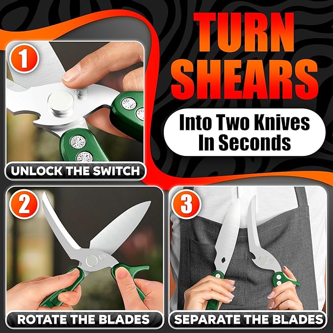 Heavy Duty Poultry Shears – Kitchen Shears Dishwasher Safe, Spring-Loaded - Image 6