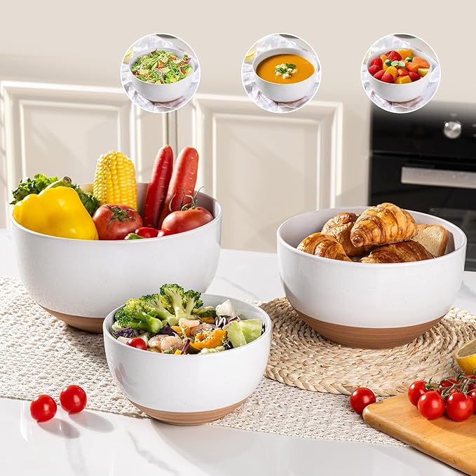 AmorArc Ceramic Mixing Bowls|Nesting Bowls Set of 3 - Image 8