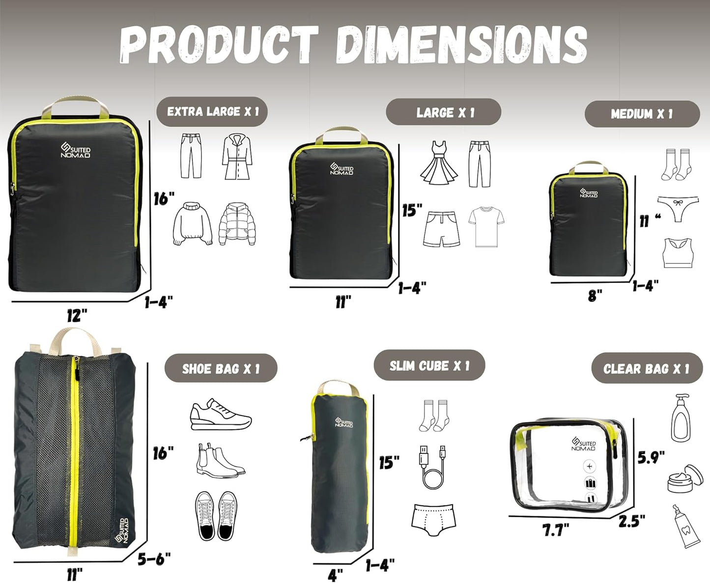6 Set/3 Set Ultralight Compression Packing Cubes, Suitcase and Backpack Travel Organizer Bags