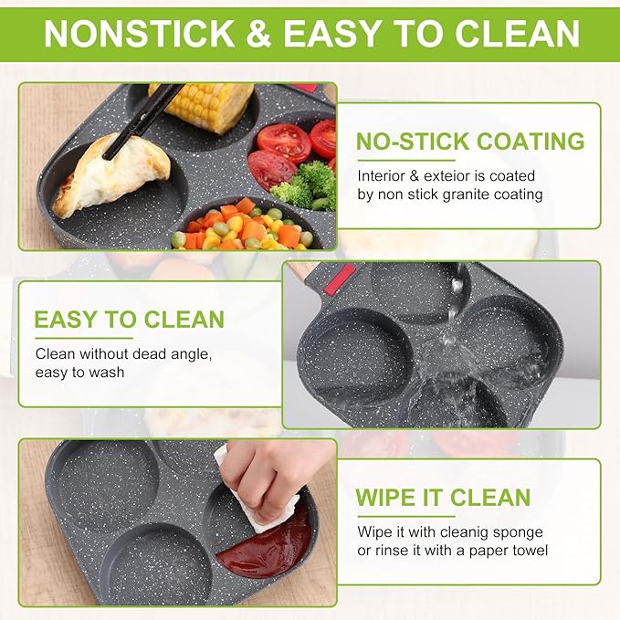 4-Cup Egg Pan, Premium Egg Pans Nonstick, Omelette Pan - Image 5