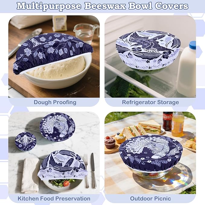 5-Size Reusable Beeswax Bowl Covers - Image 5